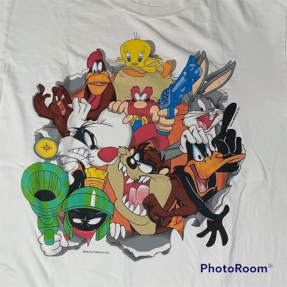Vintage 1993 Looney Tunes Warner Bros Gang/squad  T Shirt Single Stitch XL - Picture 2 of 12